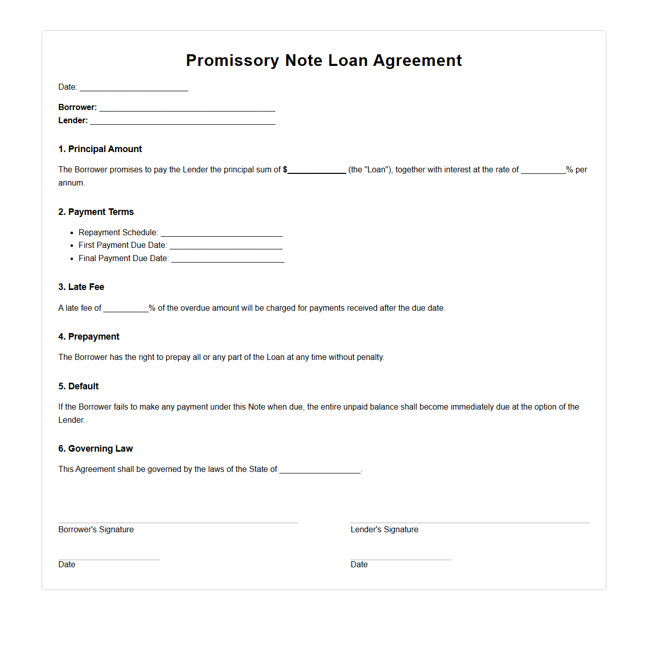 Promissory Note Loan Agreement