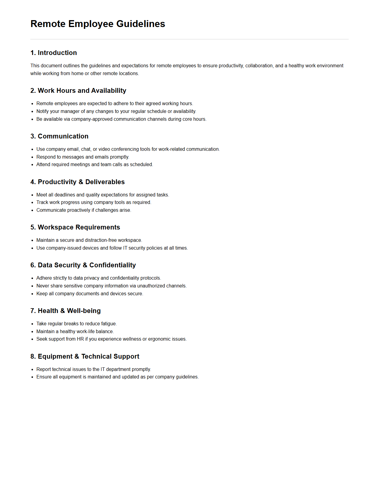 Remote Employee Guidelines Document