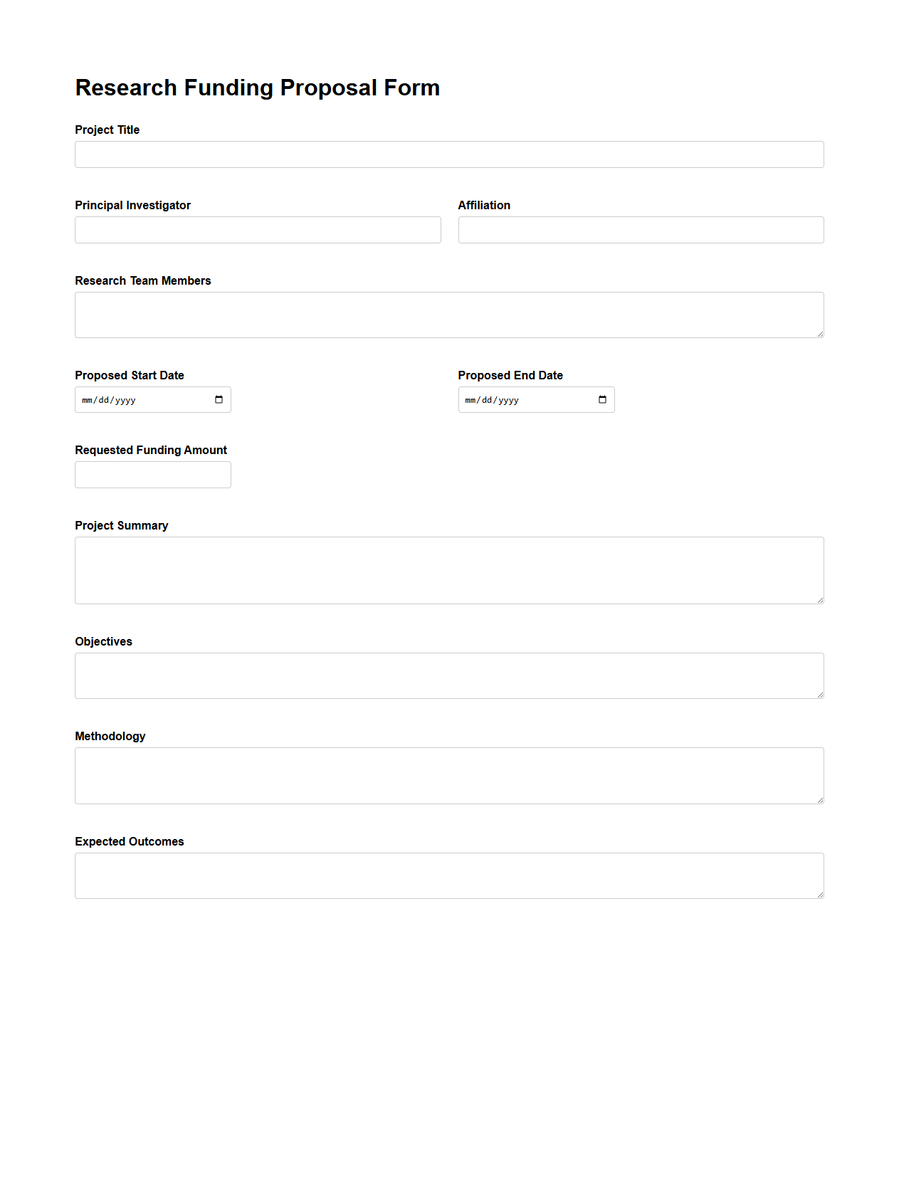 Research Funding Proposal Form