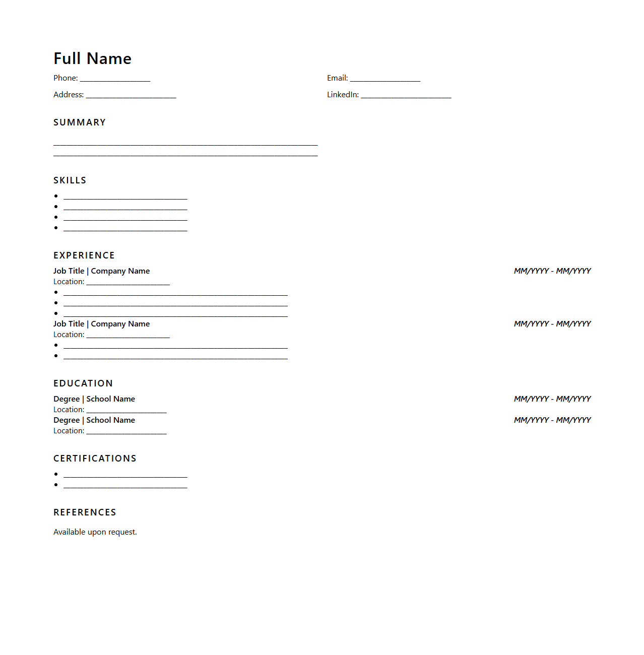 Sales Associate Resume Template Blank Format