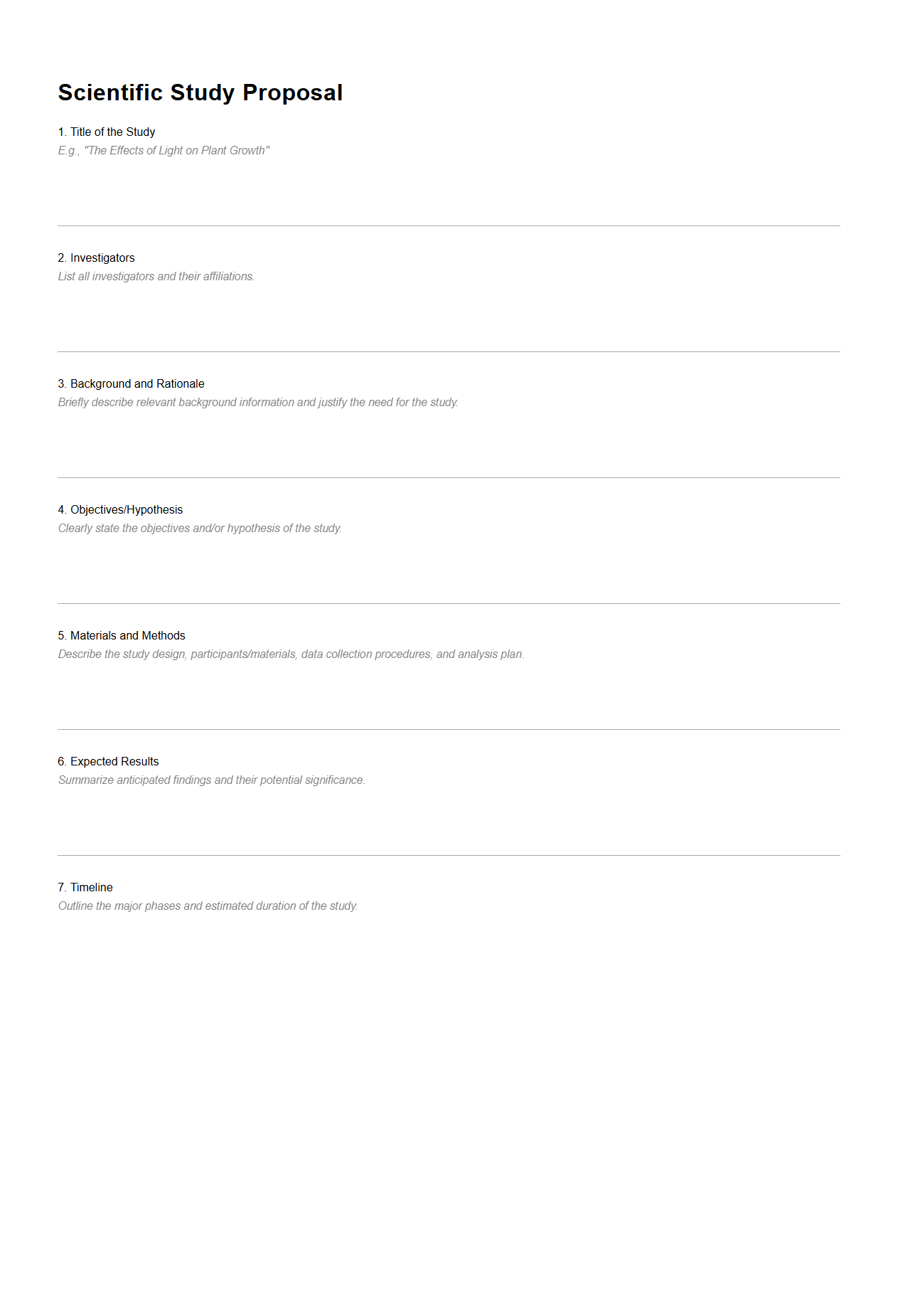 Scientific Study Proposal Format