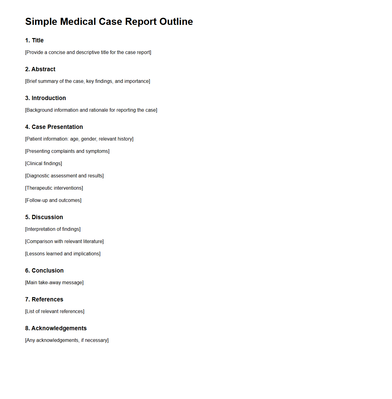Simple Medical Case Report Outline