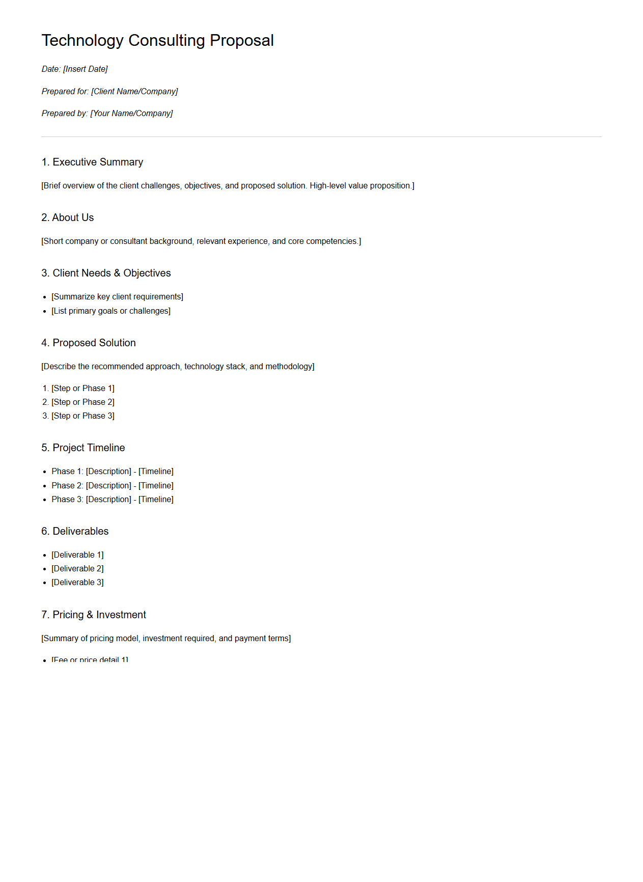 Skeleton Technology Consulting Proposal Framework