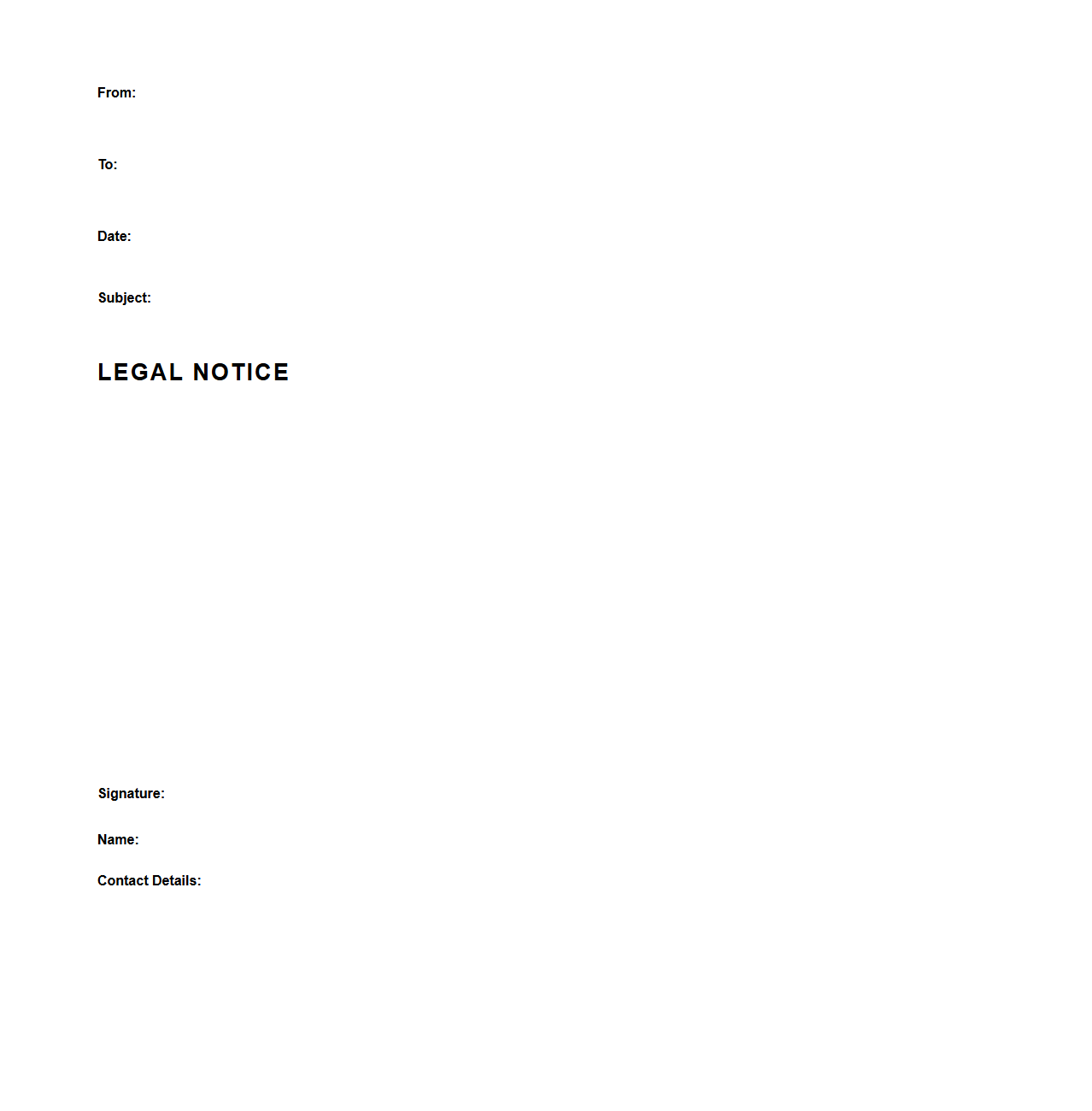 Standard Blank Legal Notice Letter