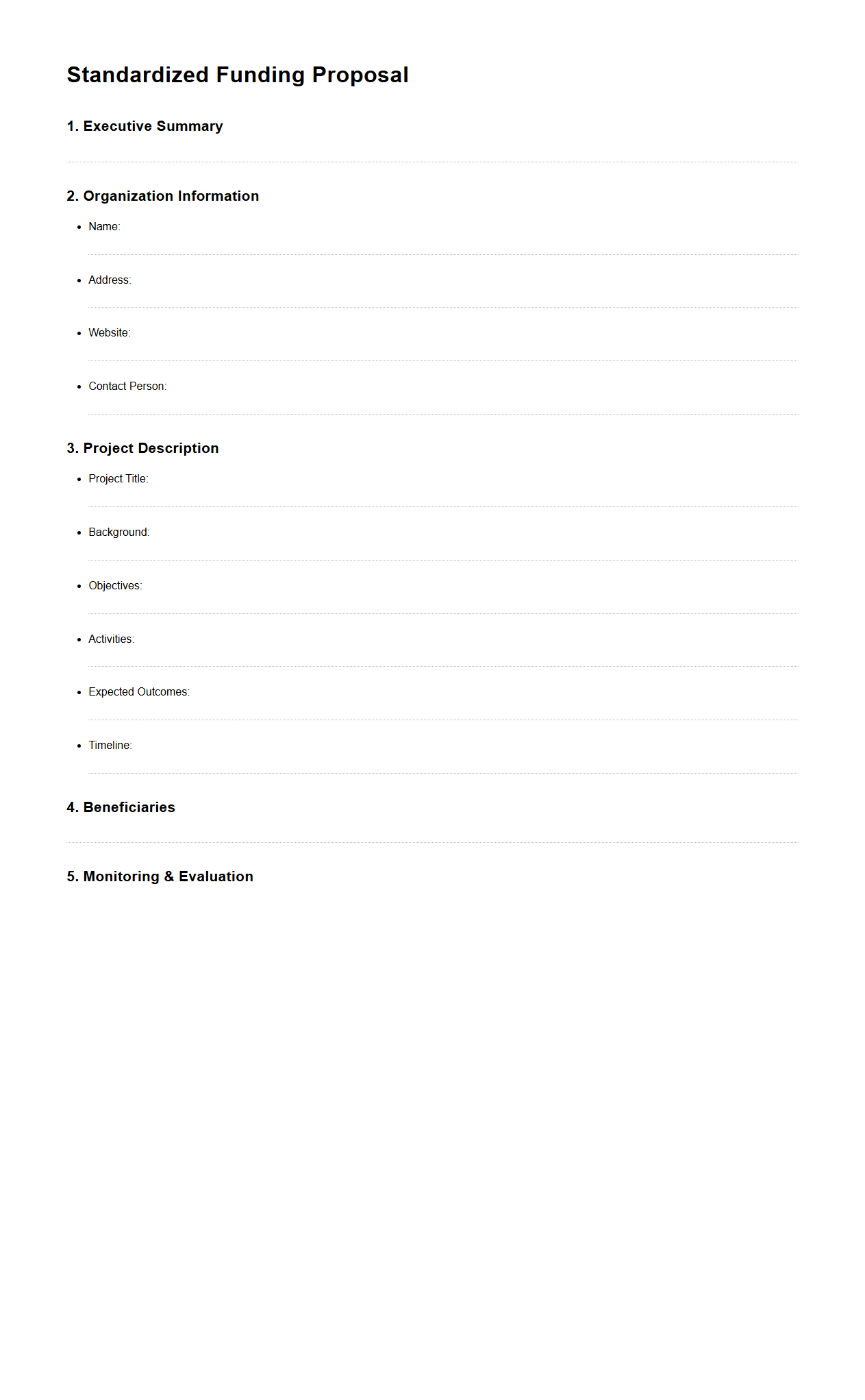 Standardized Funding Proposal Structure
