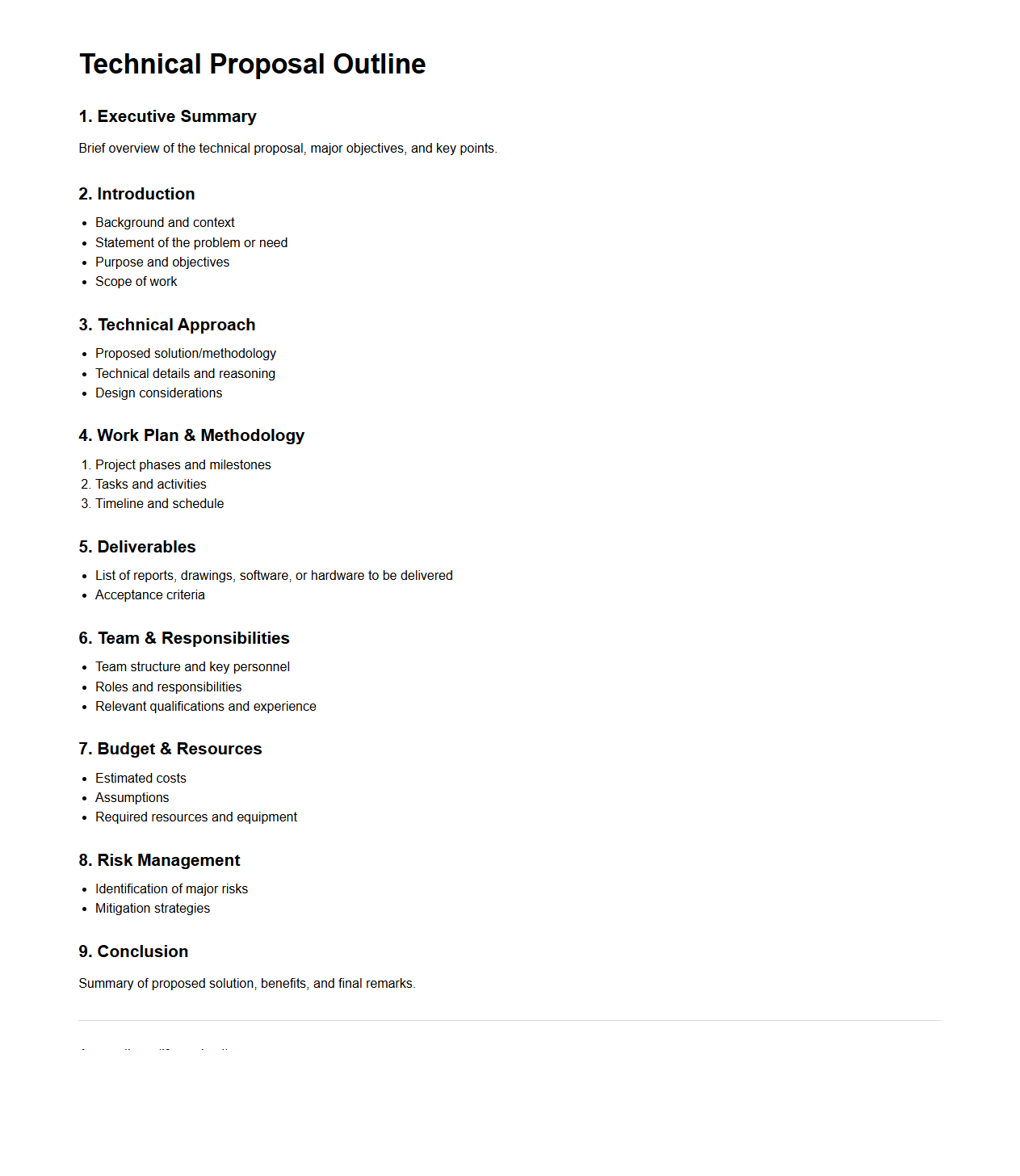 Technical Proposal Outline for Engineers