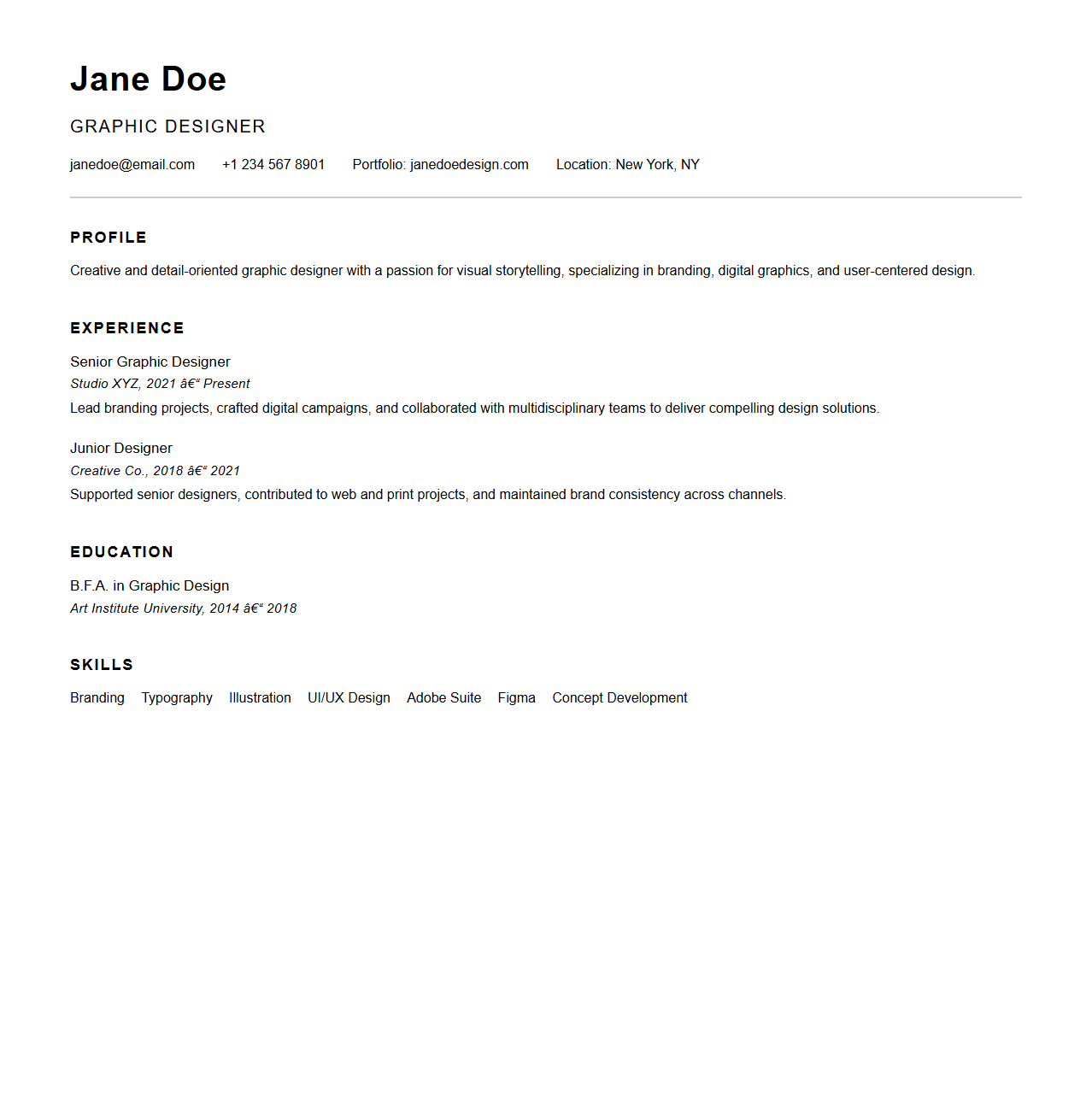 Typographic Resume Blueprint for Graphic Talent