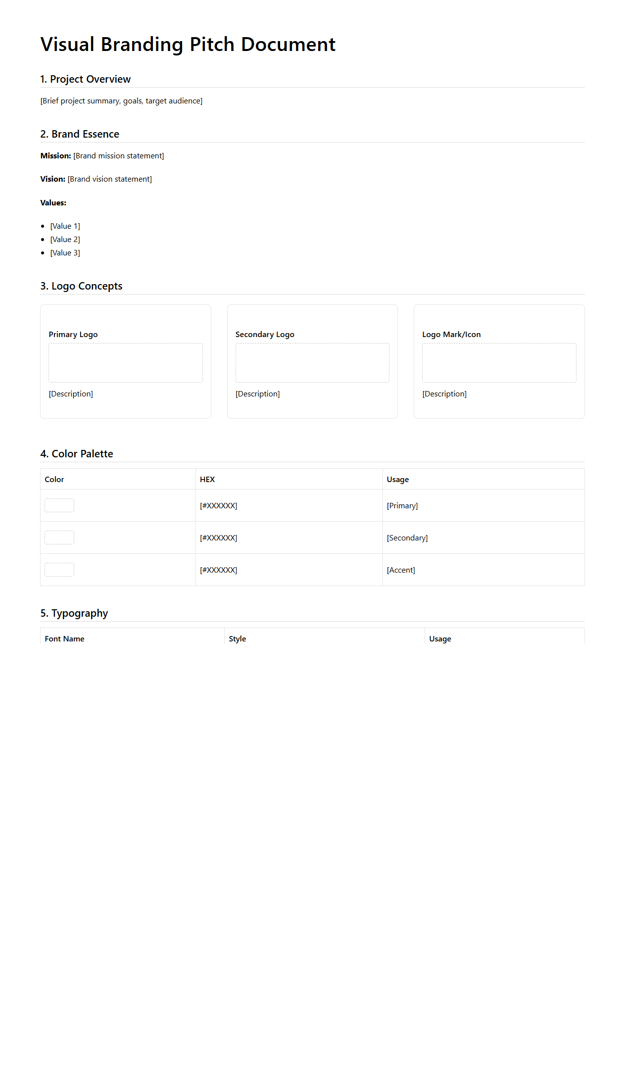 Visual Branding Pitch Document Template