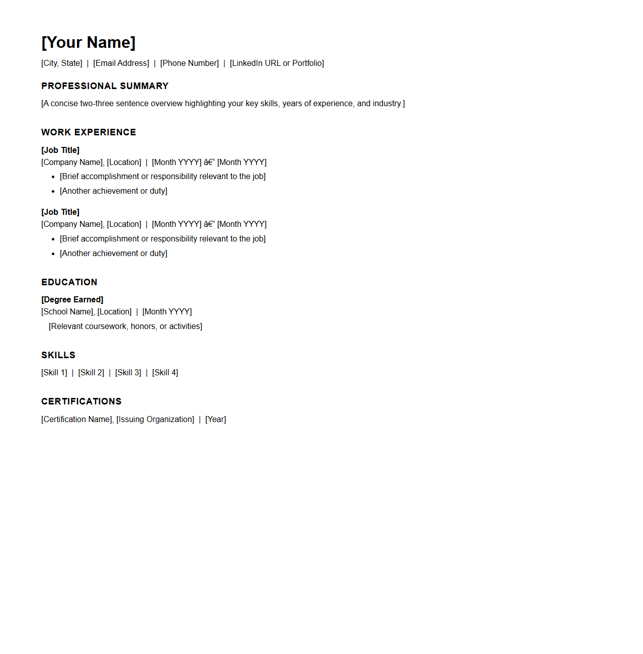 ATS-Ready Chronological Resume Pattern