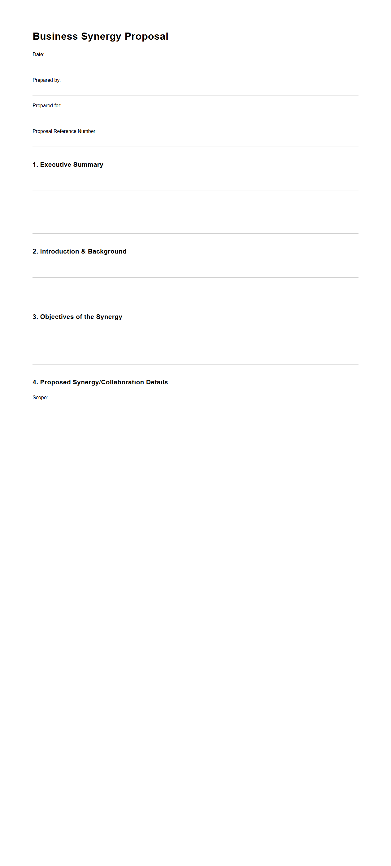 Blank Business Synergy Proposal Document