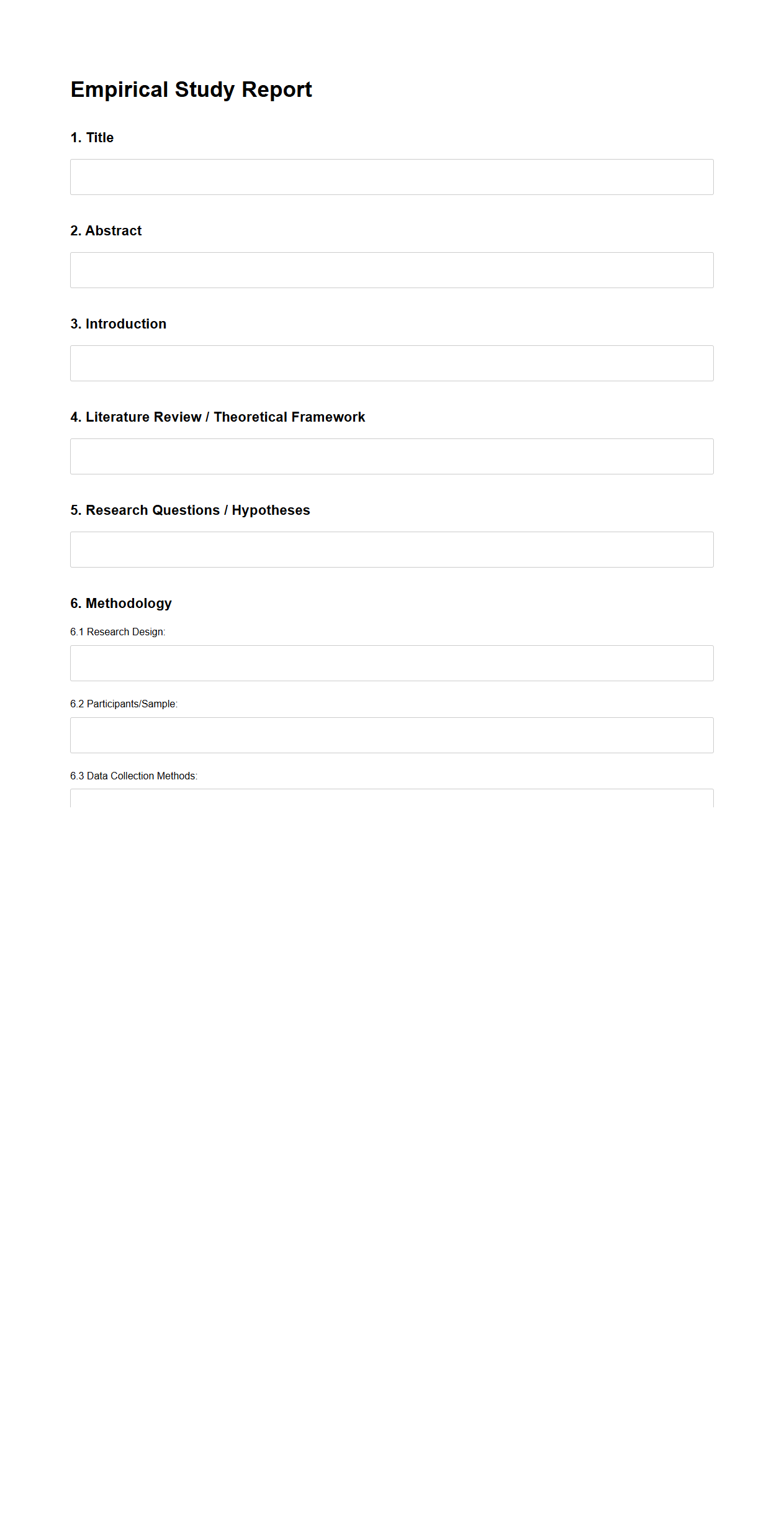 Blank Empirical Study Report Template