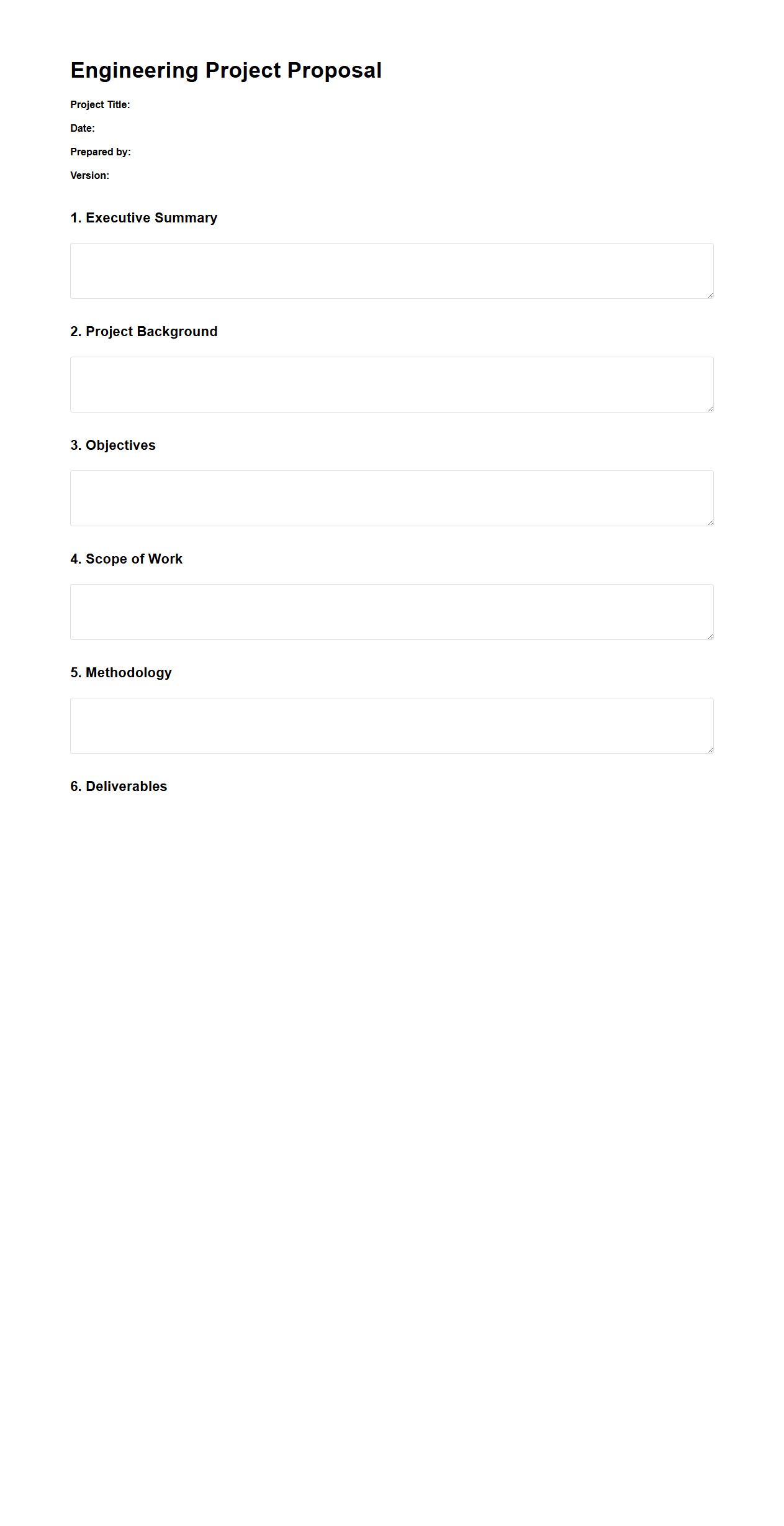 Blank Engineering Project Proposal Template