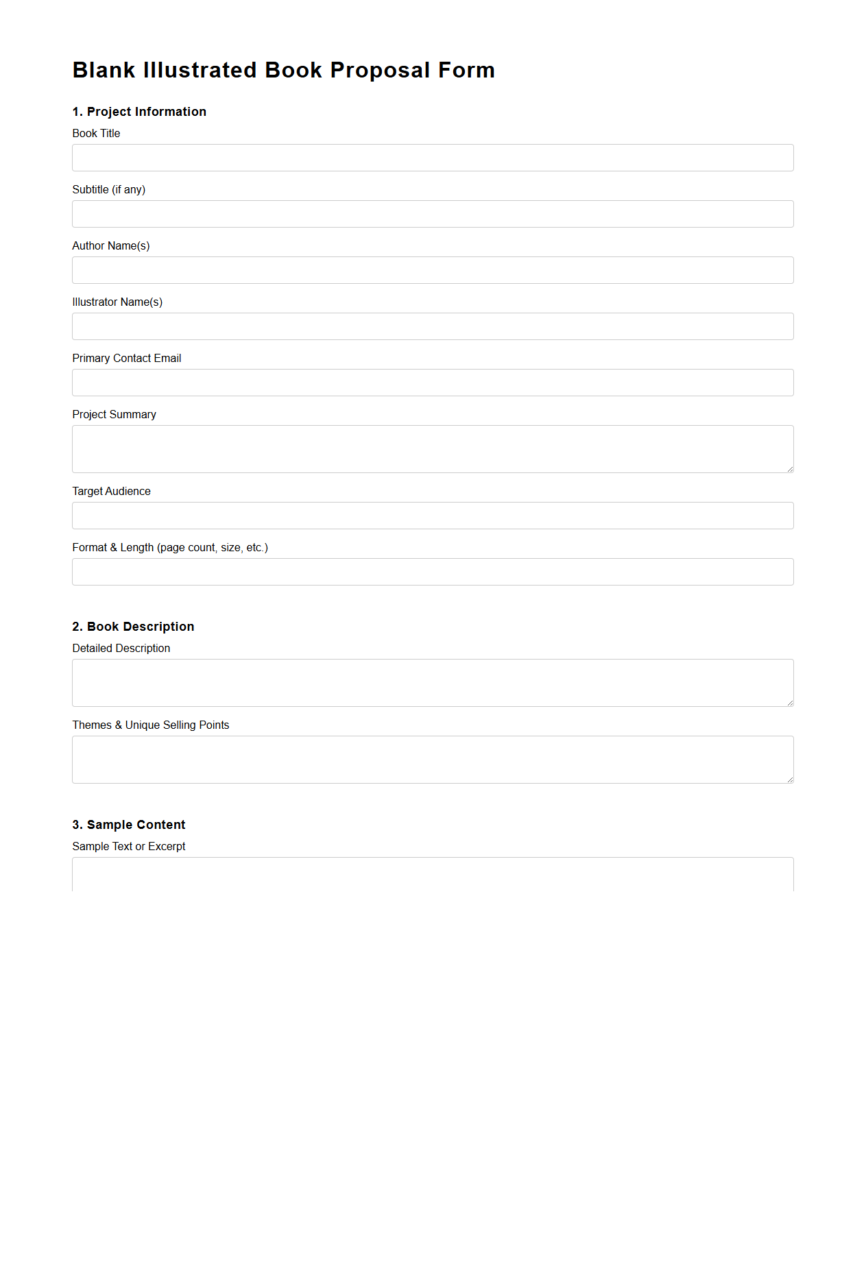 Blank Illustrated Book Proposal Form