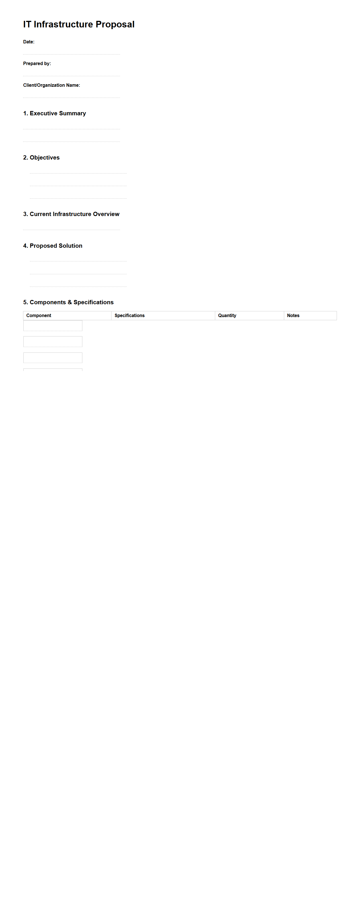 Blank IT Infrastructure Proposal Template