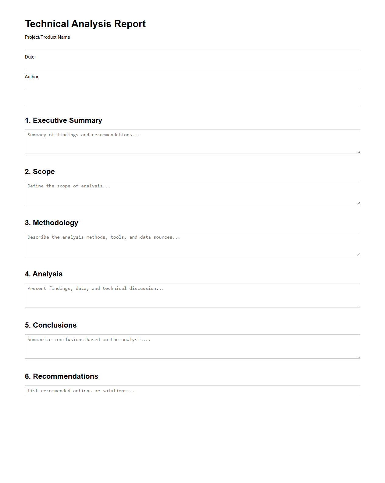 Blank Technical Analysis Report Template