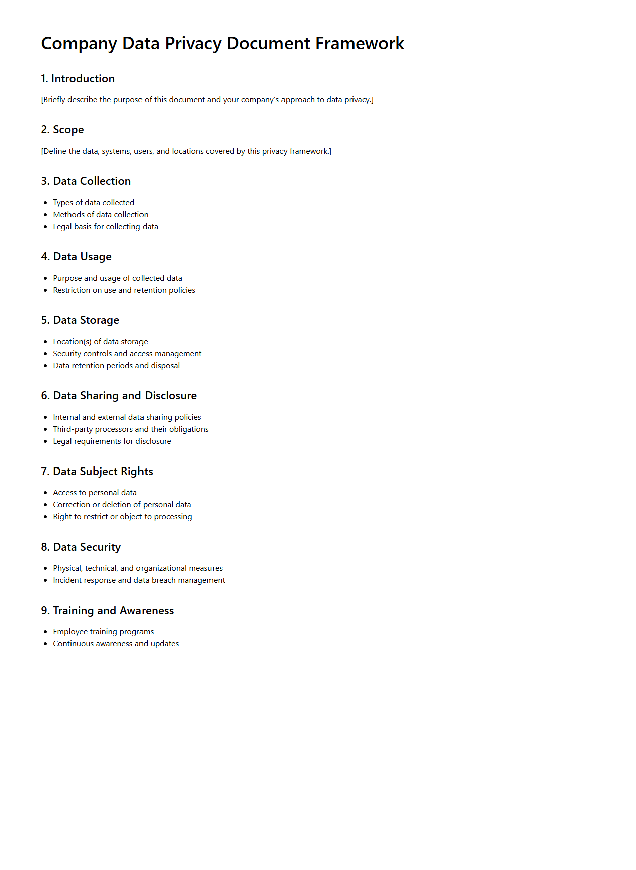 Company Data Privacy Document Framework