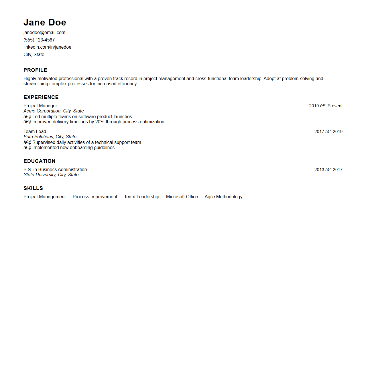 Contemporary Basic Resume Format for Clarity