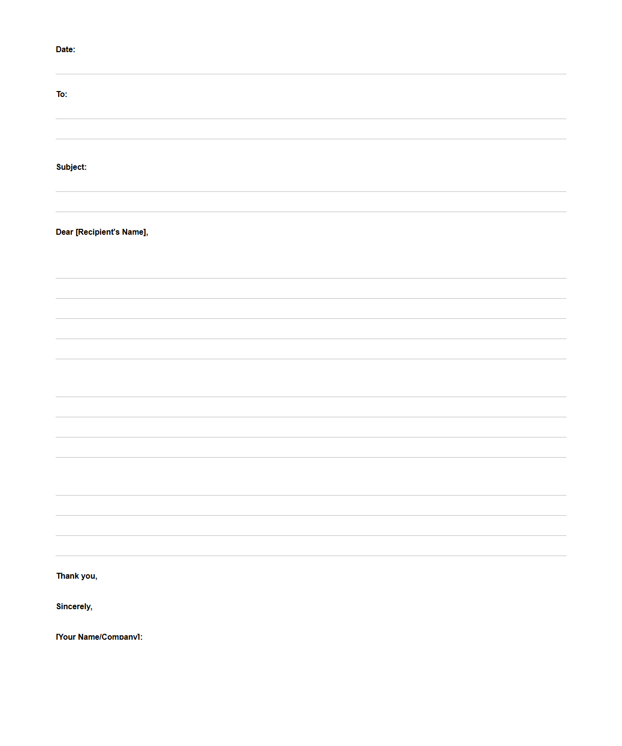 Customer Request Letter Blueprint