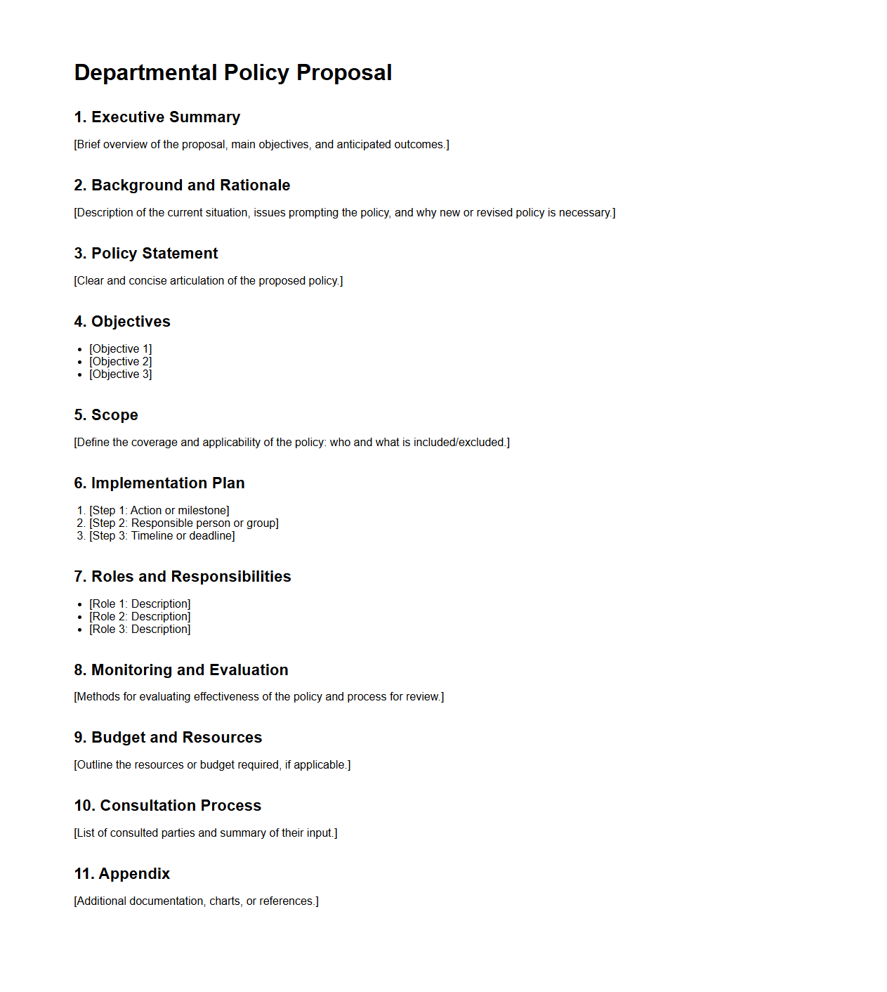 Departmental Policy Proposal Structure Sample