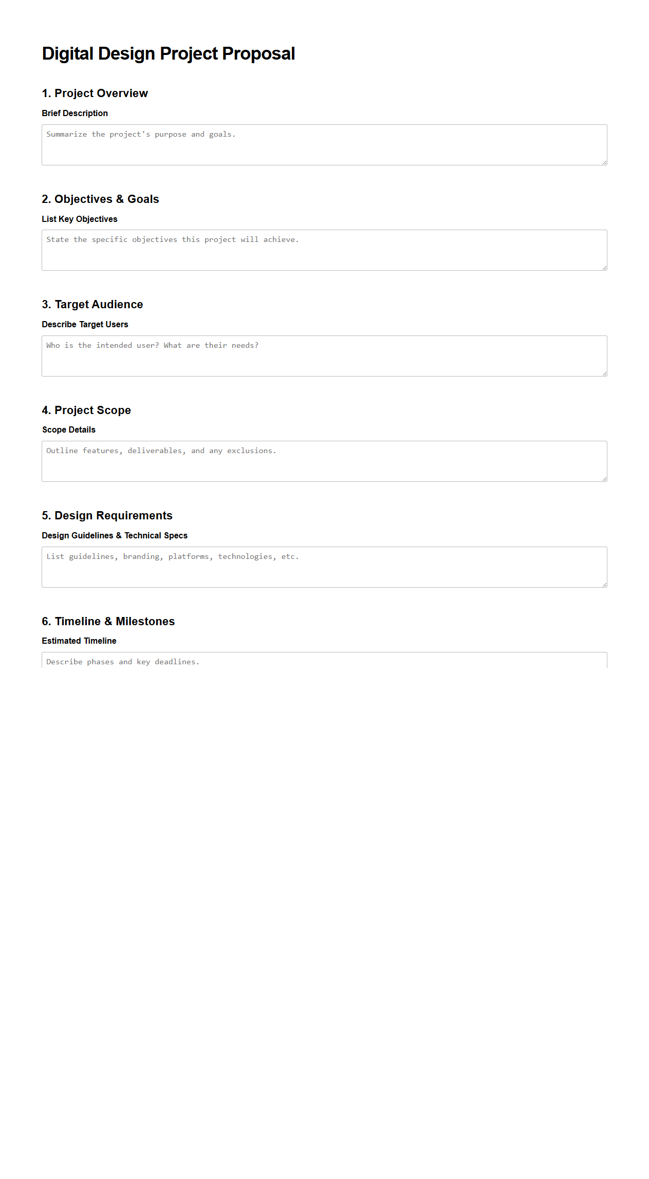 Digital Design Project Proposal Framework