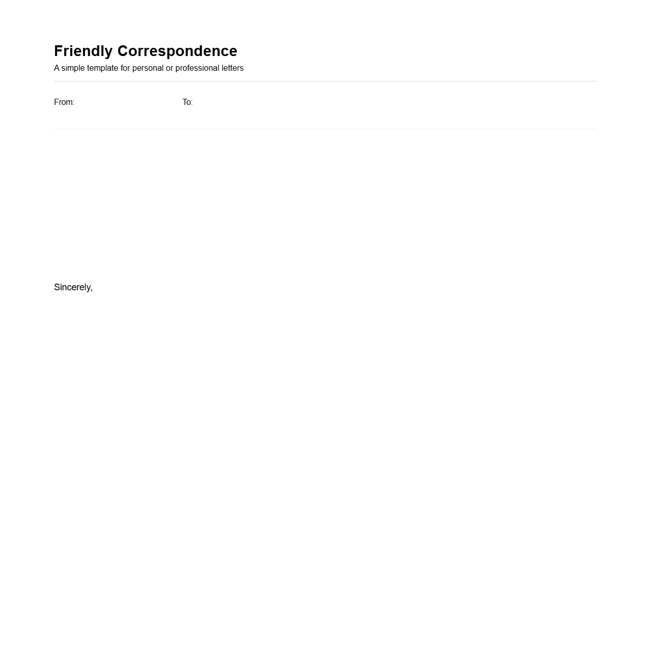 Friendly Correspondence Page Template