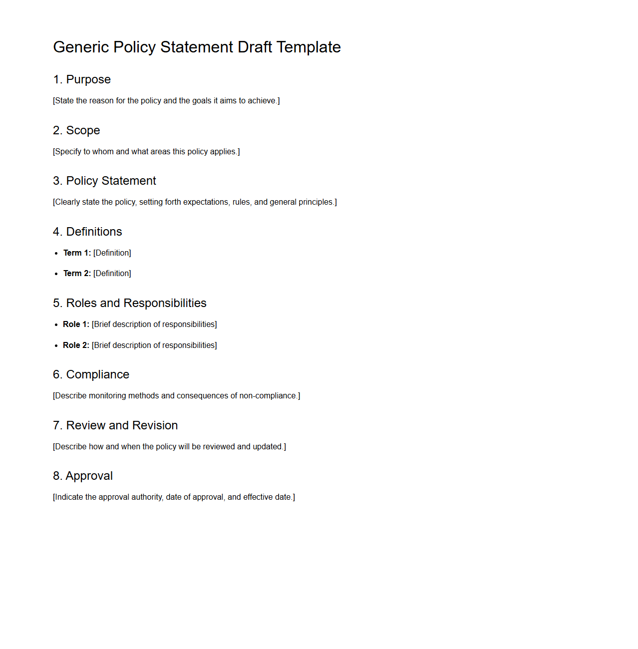 Generic Policy Statement Draft Template
