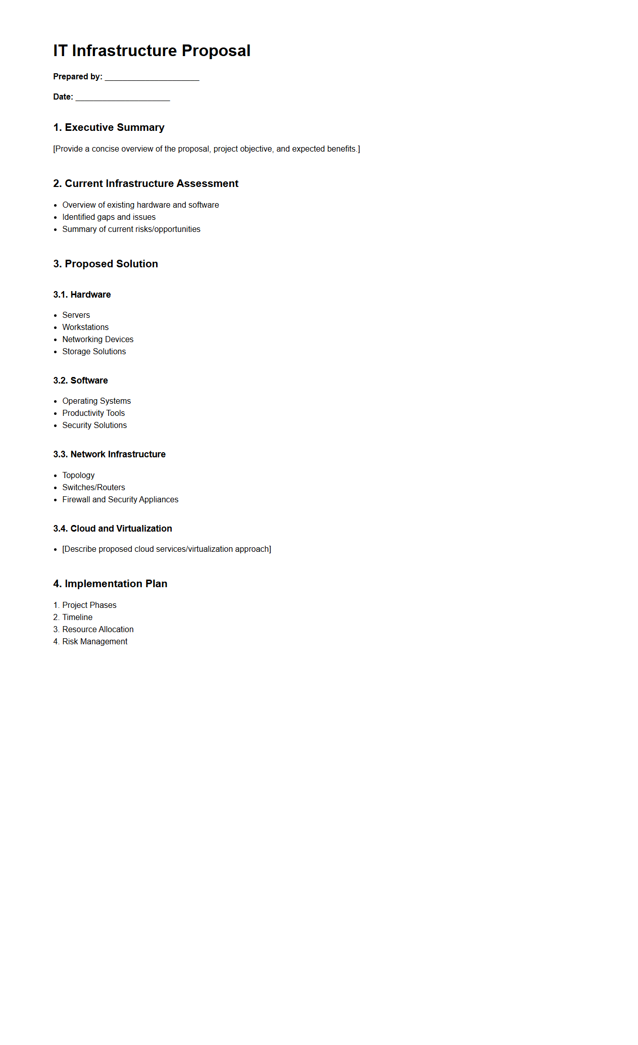 IT Infrastructure Proposal Template