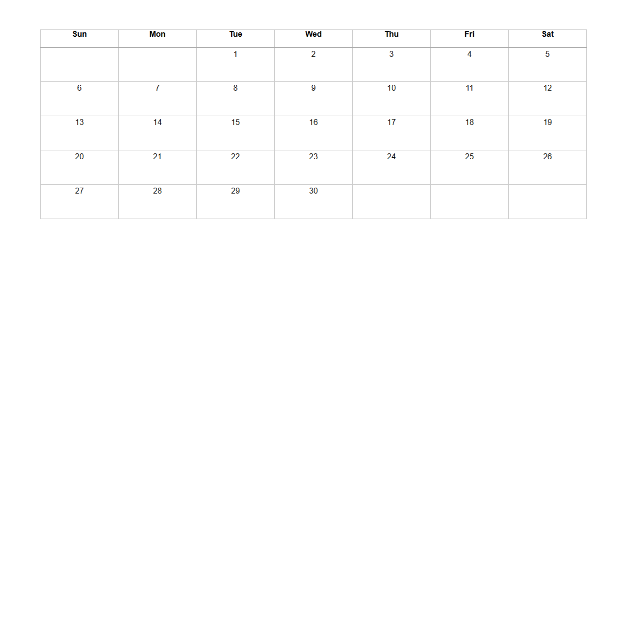 Minimalist Monthly Calendar Grid
