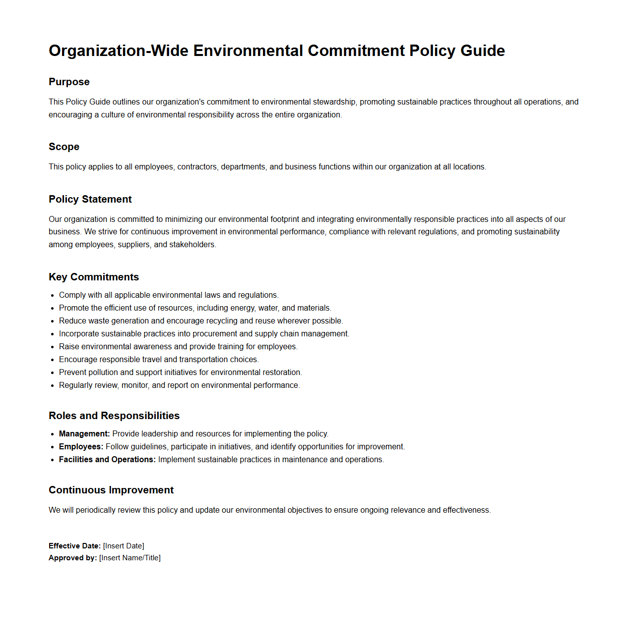 Organization-Wide Environmental Commitment Policy Guide
