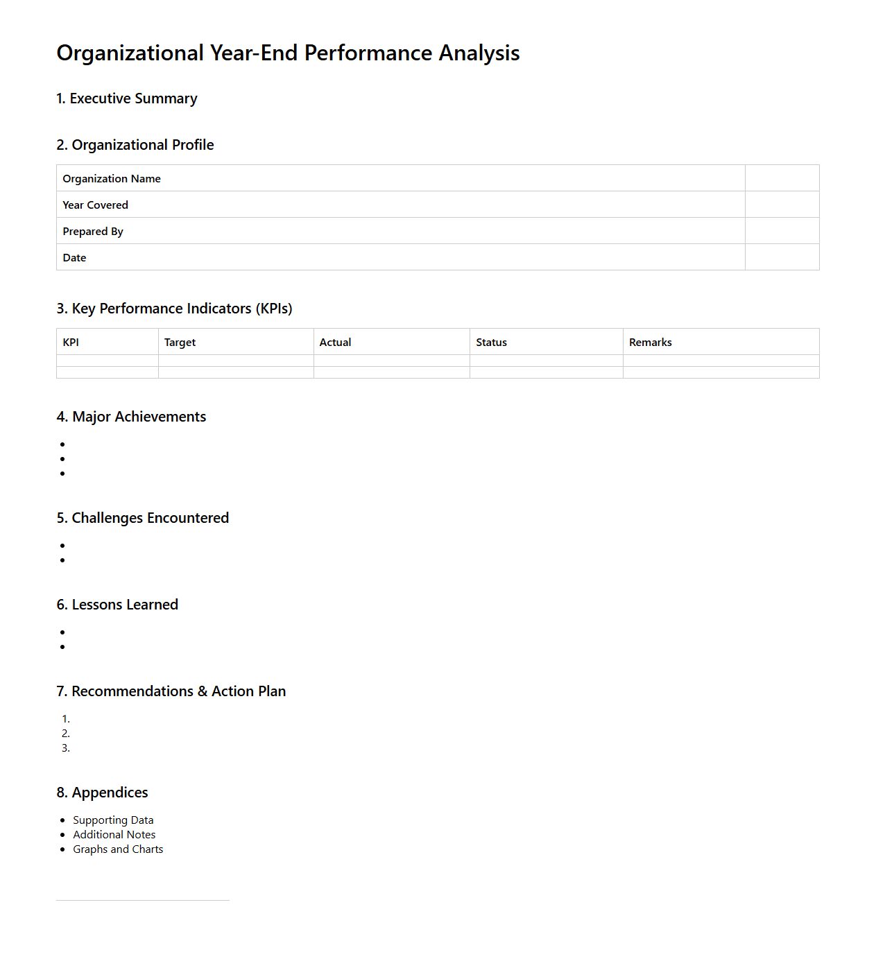 Organizational Year-End Performance Analysis Document