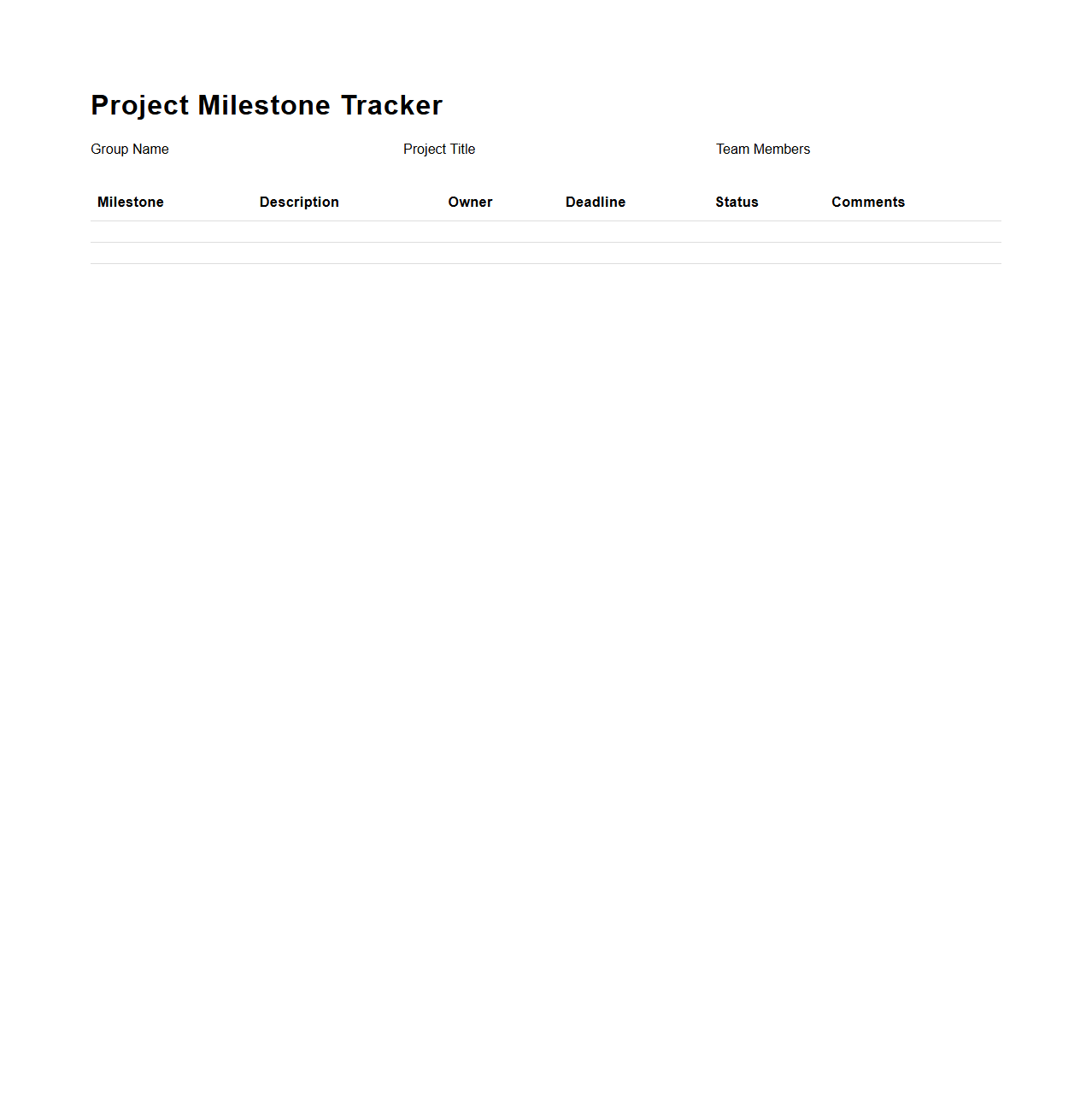 Project Milestone Tracker for Groups