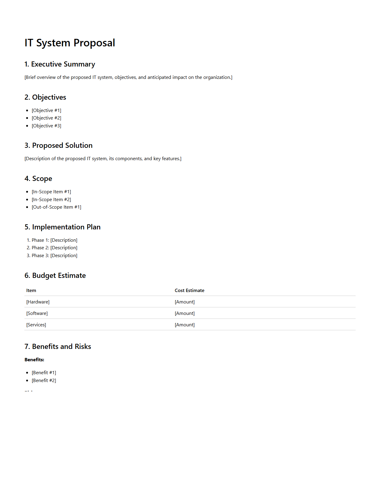 Simple IT System Proposal Document