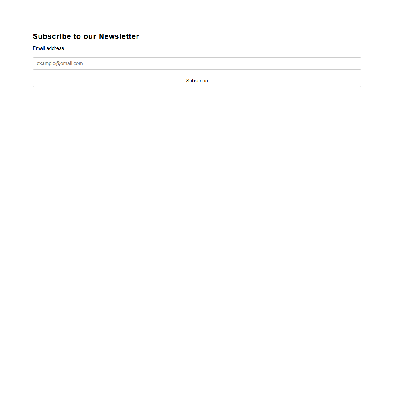 Simple Newsletter Registration Form Template
