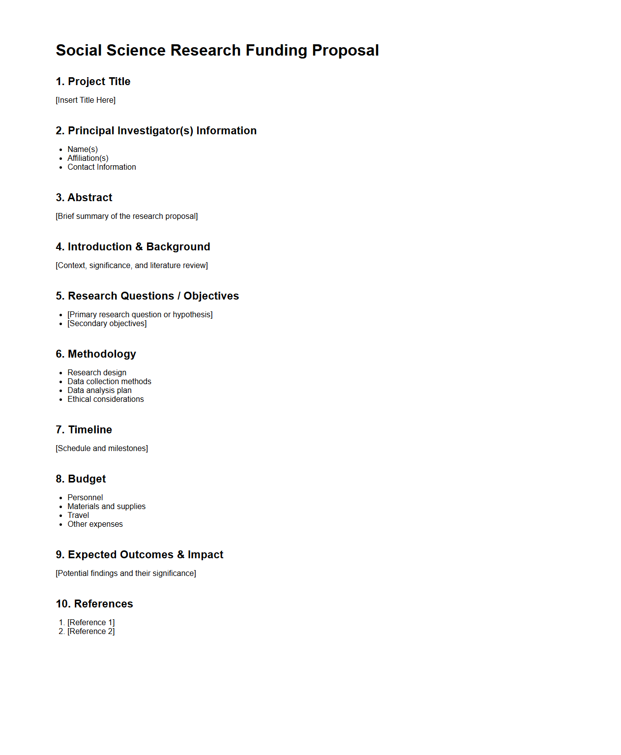 Social Science Research Funding Proposal Structure
