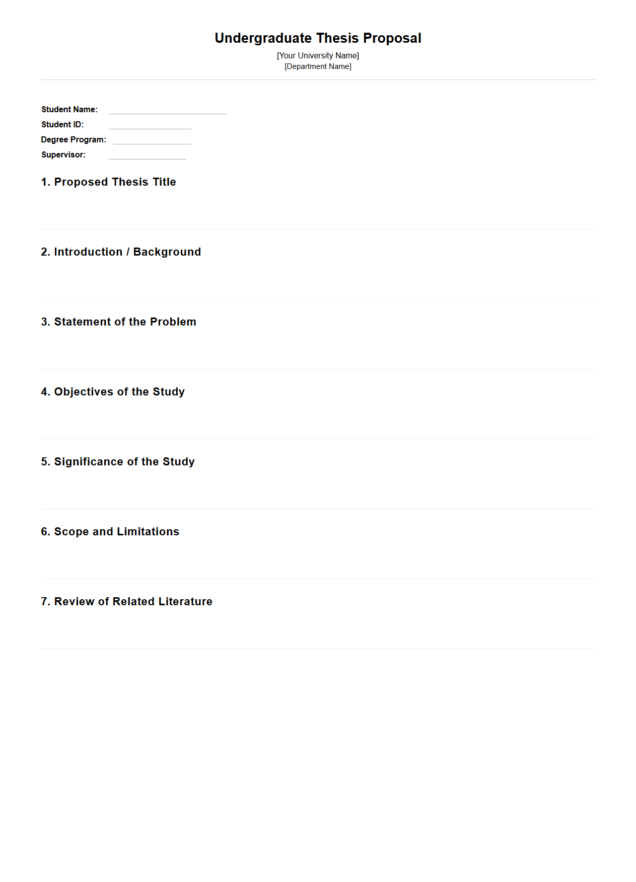 Undergraduate Thesis Proposal Layout