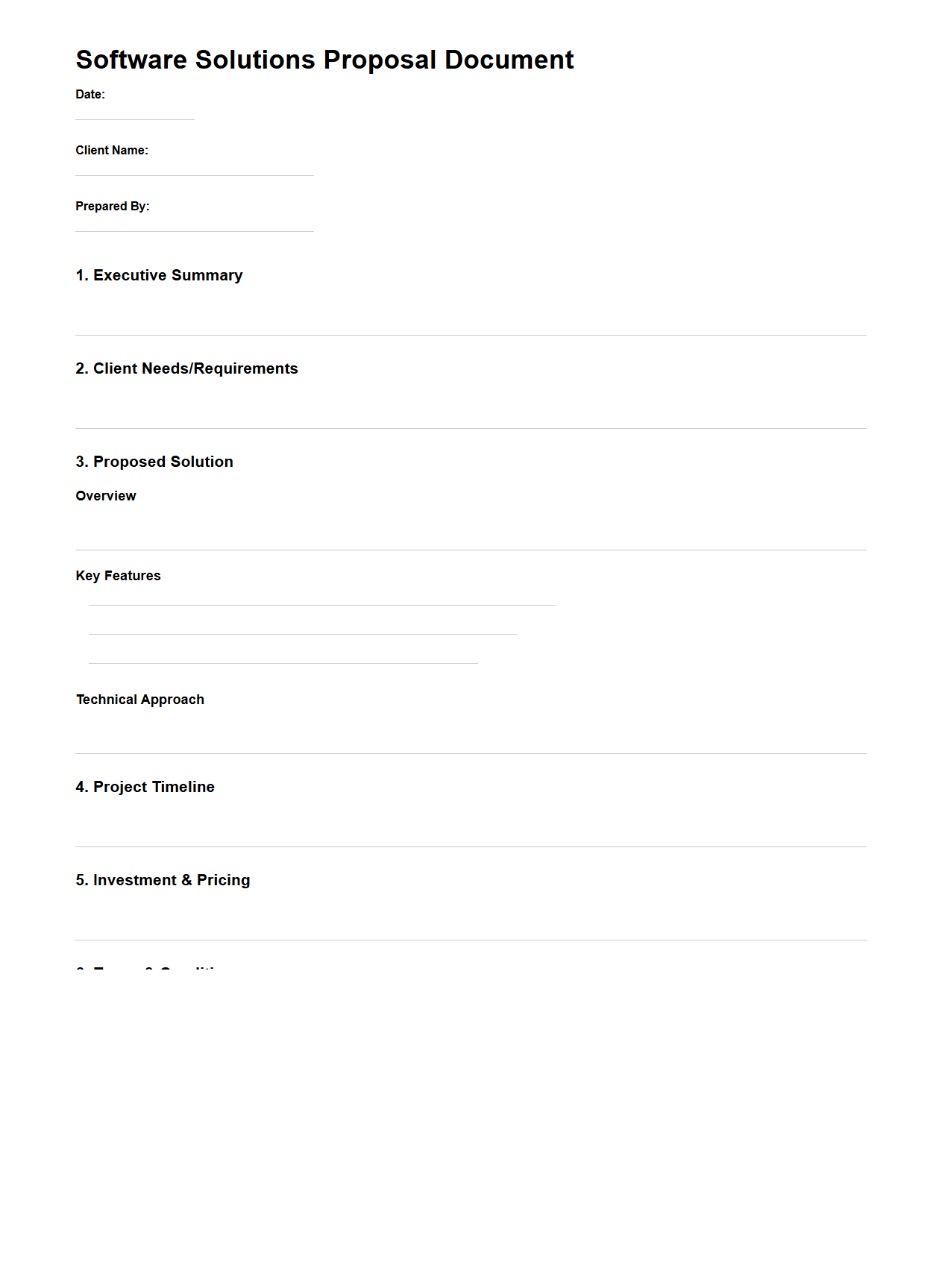 Unfilled Software Solutions Proposal Document