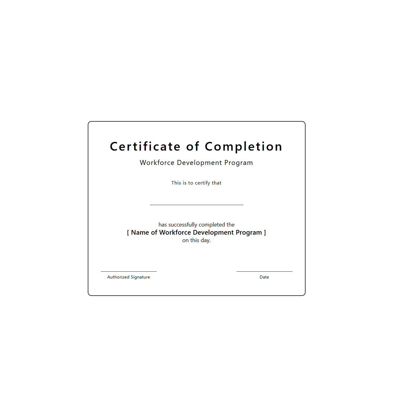 Workforce Development Certificate Template