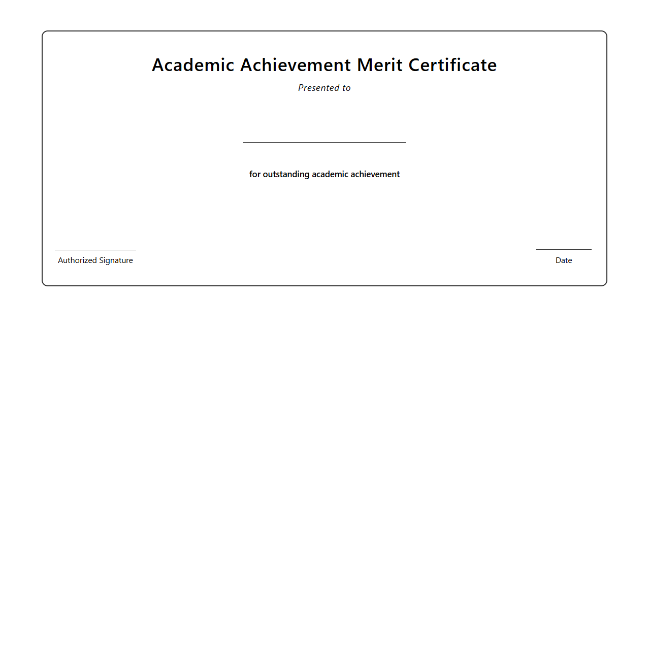 Academic Achievement Merit Certificate Template