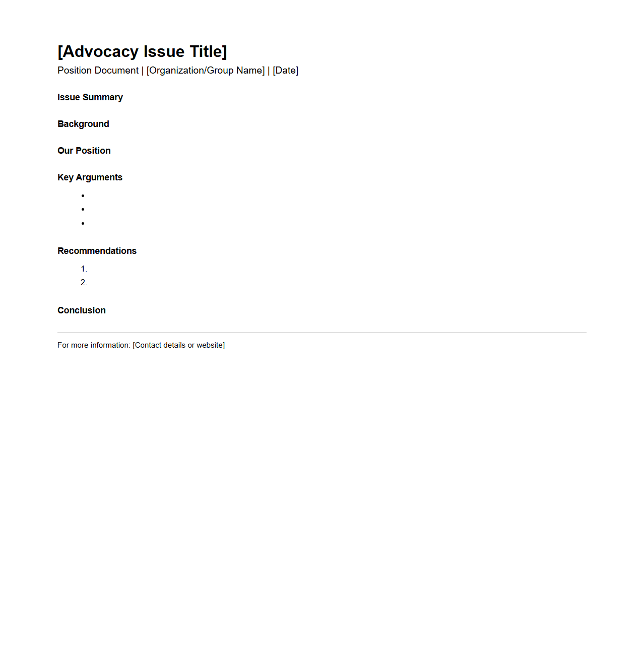 Advocacy Issue Position Document Layout