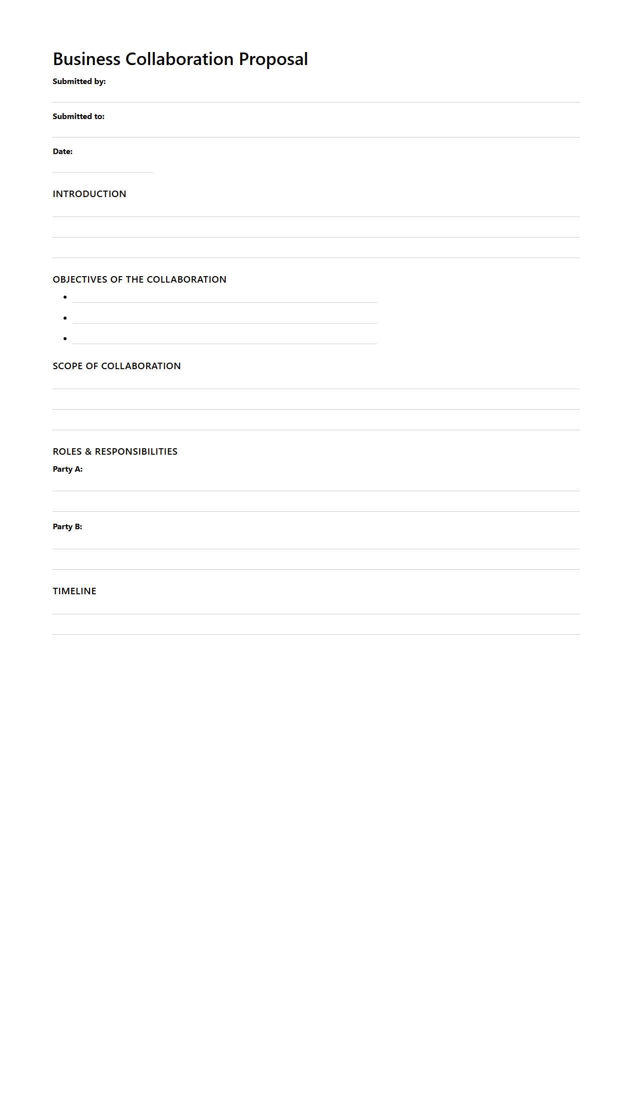 Blank Business Collaboration Proposal Template