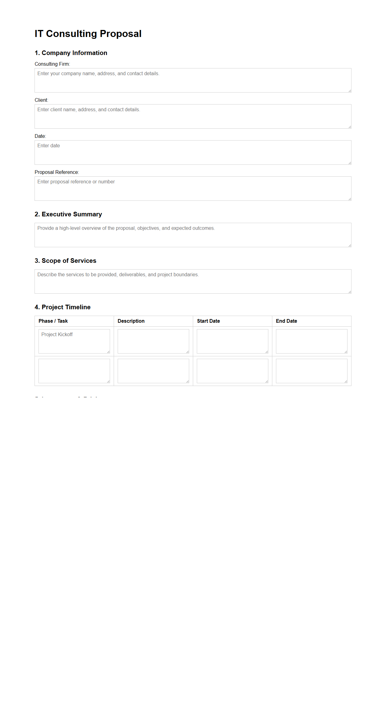Blank IT Consulting Proposal Template