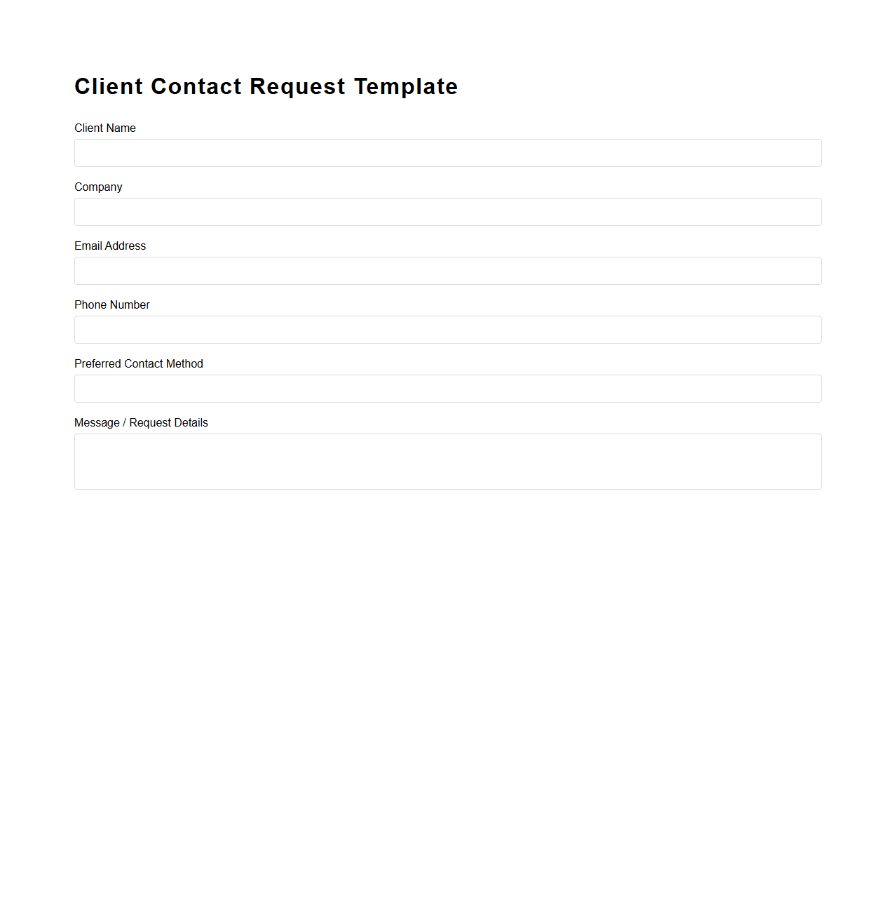 Client Contact Request Template