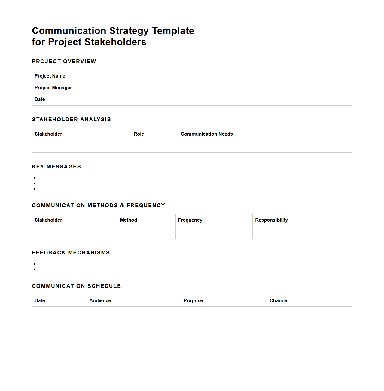 Communication Strategy Template for Project Stakeholders