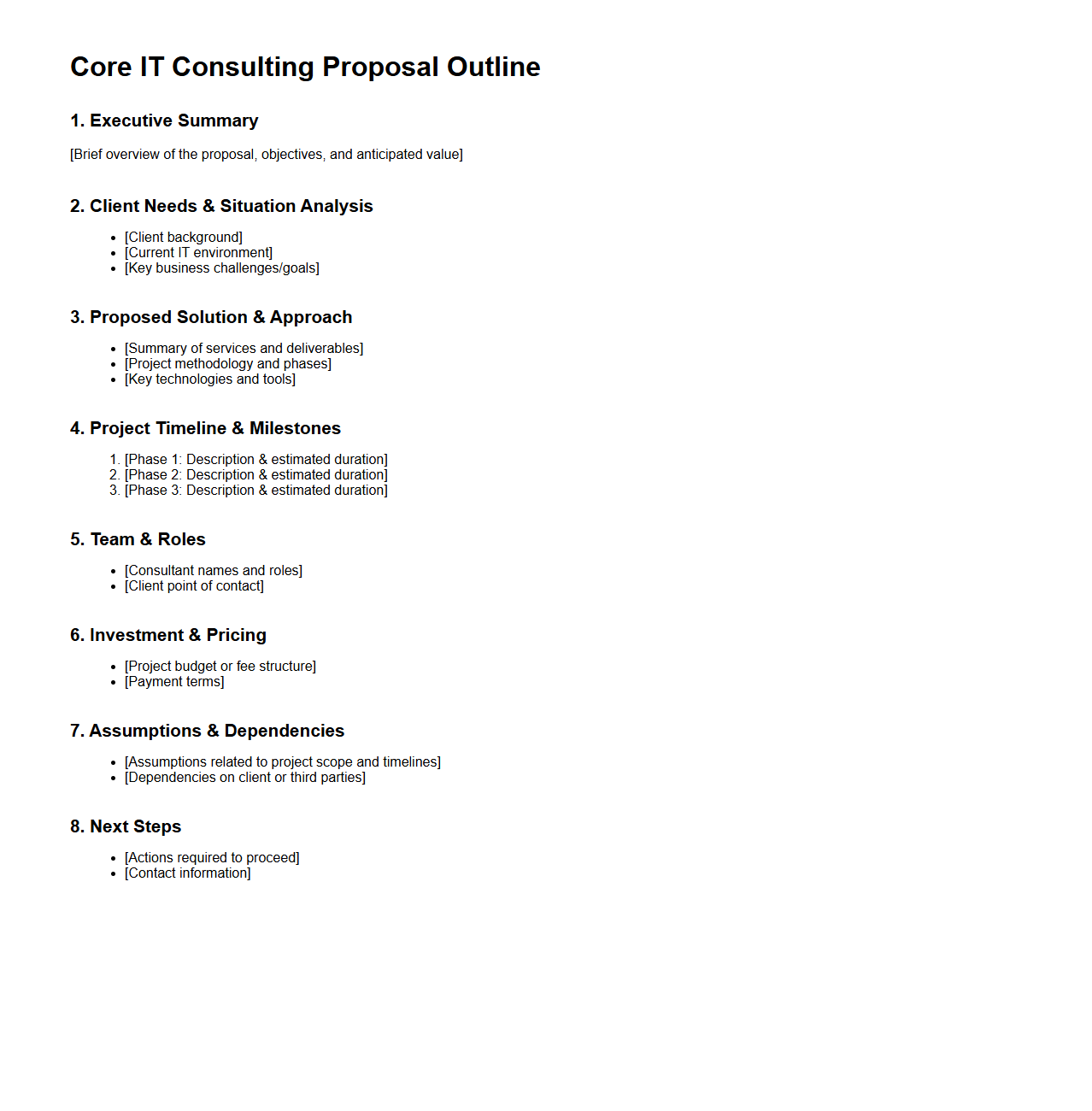 Core IT Consulting Proposal Outline