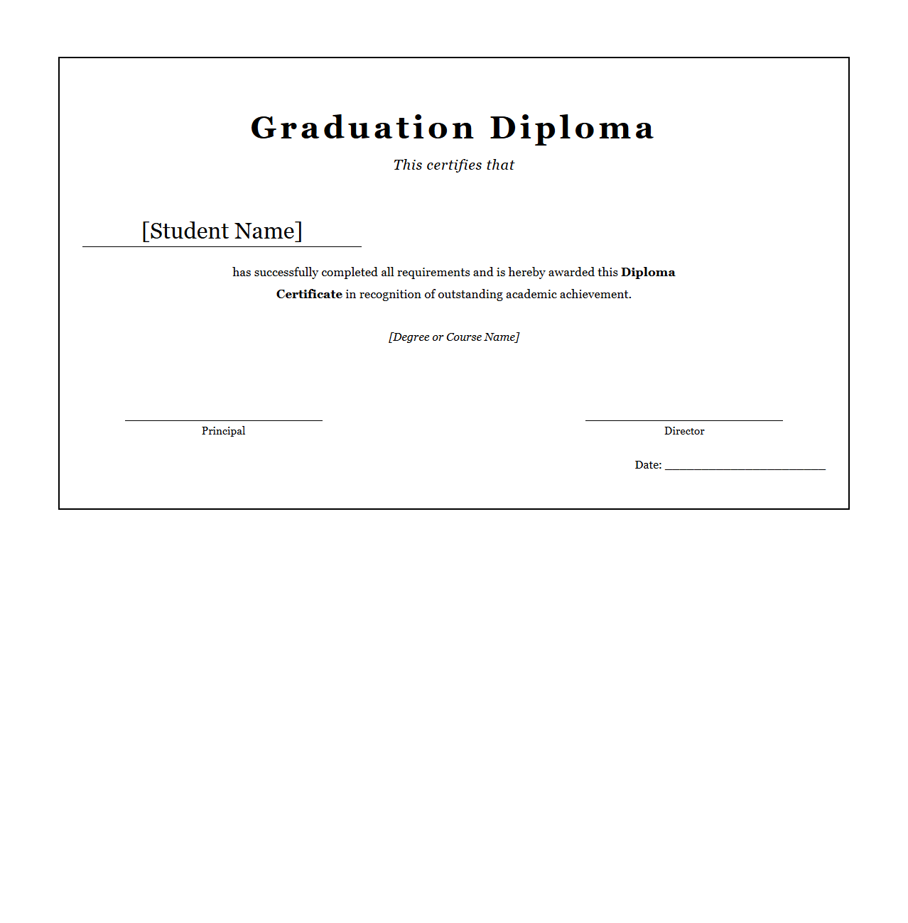Elegant Graduation Diploma Certificate Template
