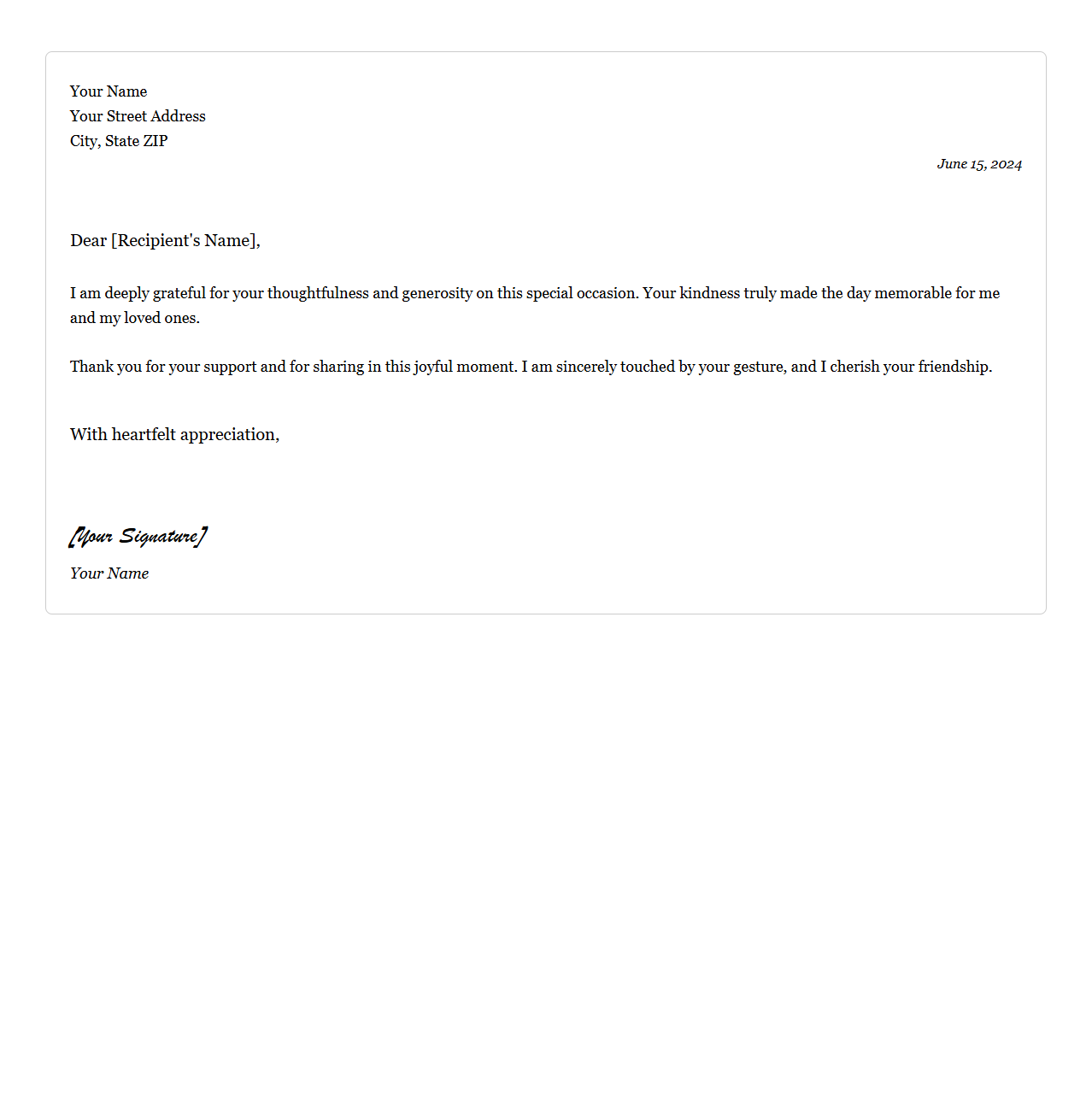 Elegant Thank You Letter Design for Special Occasions