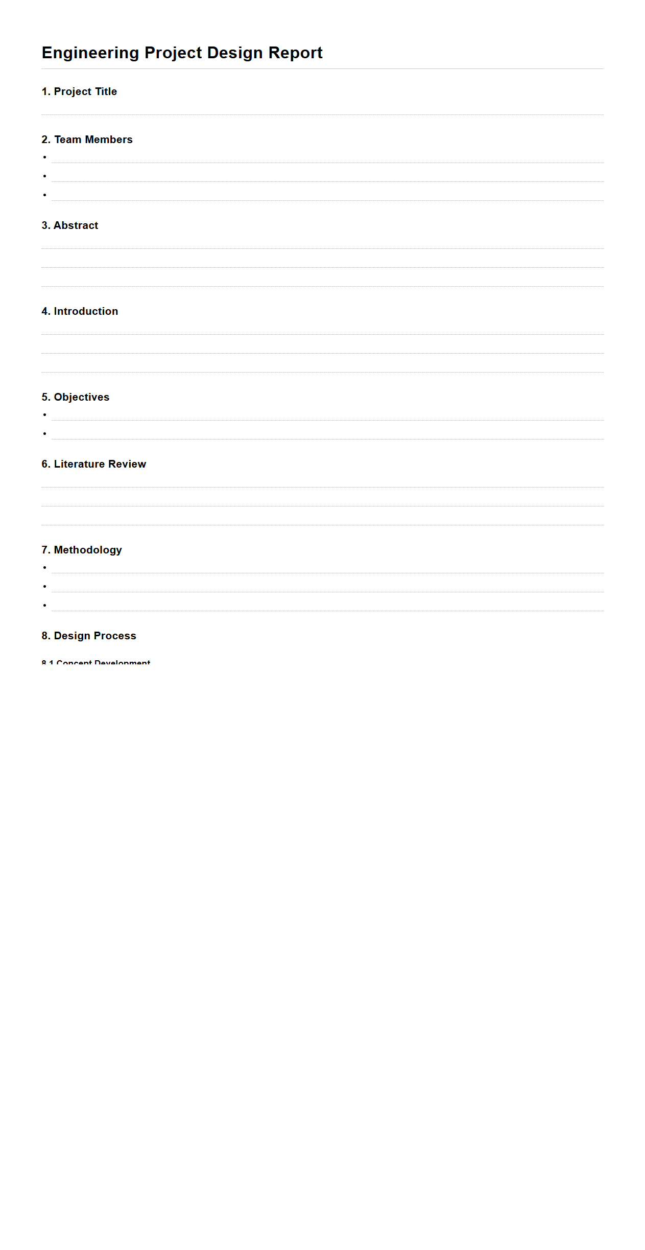 Engineering Project Design Report Blank Structure