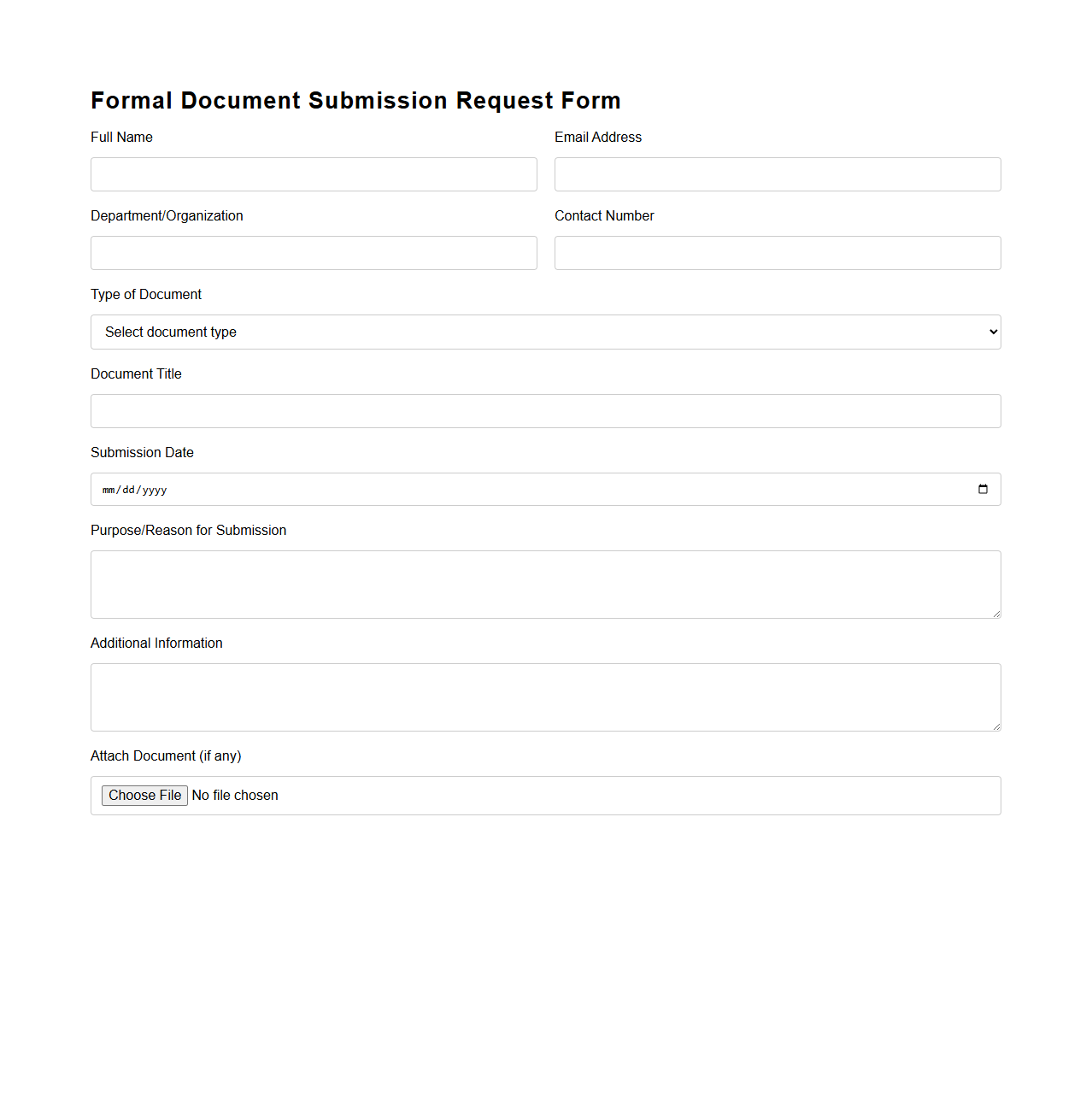Formal Document Submission Request Form
