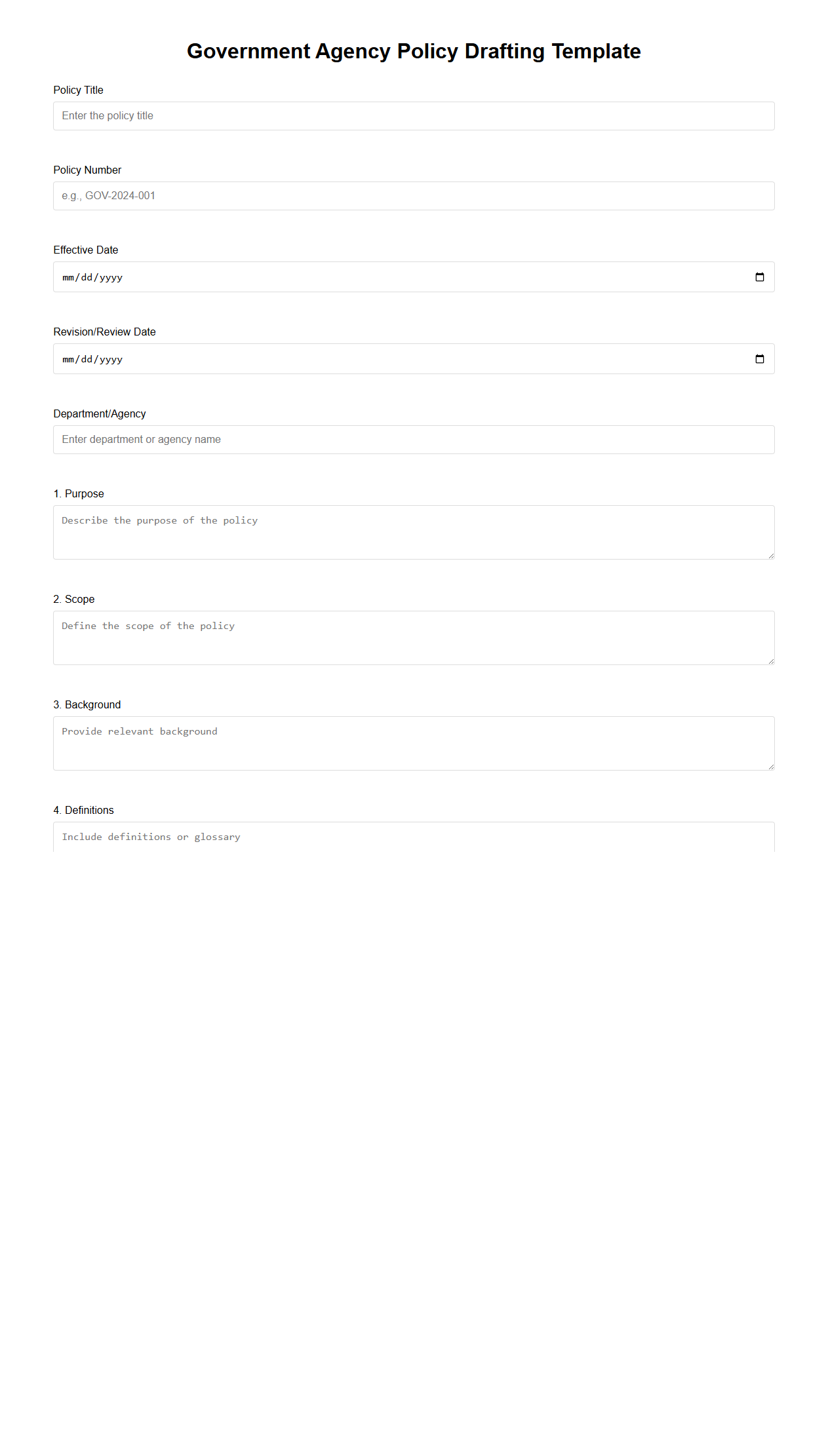 Government Agency Policy Drafting Template