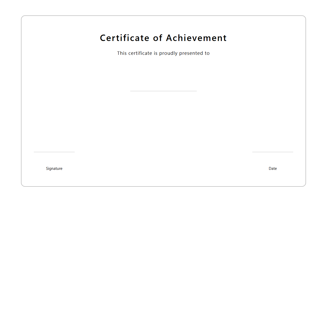 Minimalist Blank Award Certificate Template